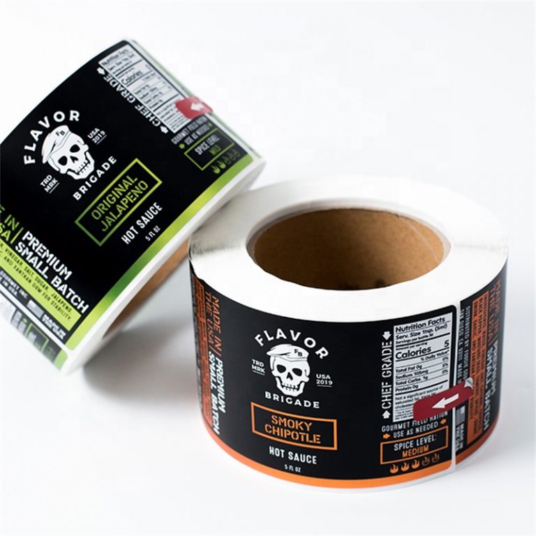 Custom self adhesive hot sauce bottle labels