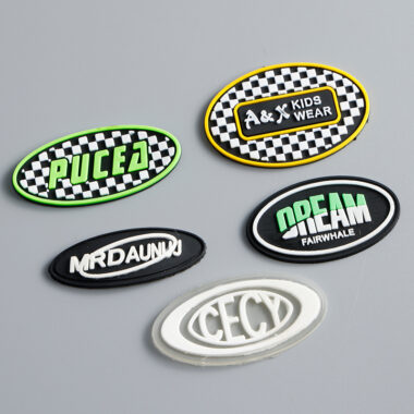 Factory direct 3D PVC clothing label with embossed logo