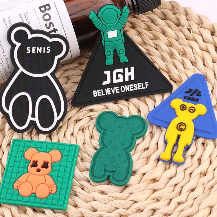 Custom 3D embossed DIY PVC clothing label with logo