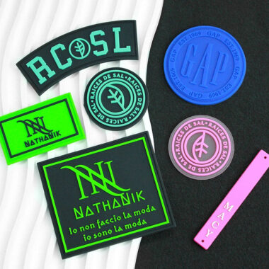Custom 3D embossed DIY PVC clothing label with logo