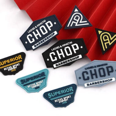 Custom 3D embossed DIY PVC clothing label with logo