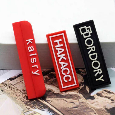 Custom 3D embossed DIY PVC clothing label with logo