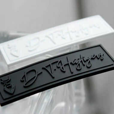Custom 3D embossed DIY PVC clothing label with logo