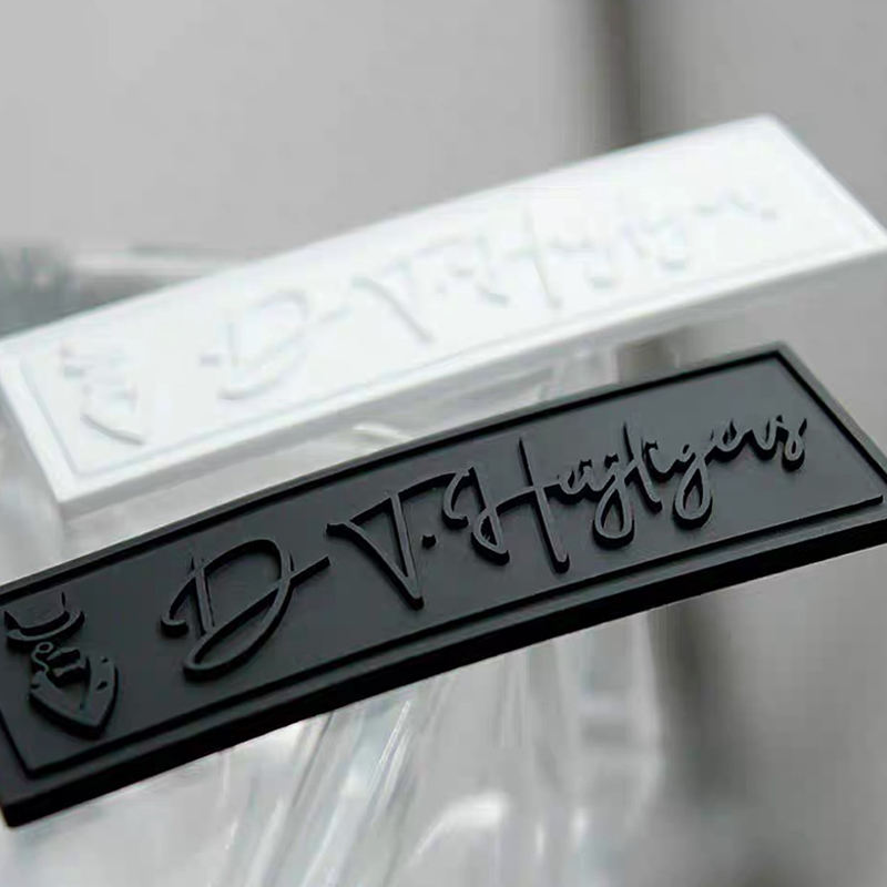 Custom 3D embossed DIY PVC clothing label with logo