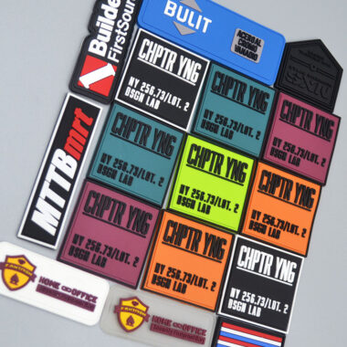 3D PVC clothing label with embossed logo design