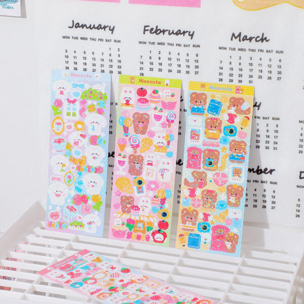 Cartoon anime sticker sheet with sweet decorative designs