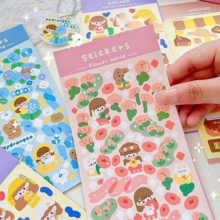 Factory direct cartoon cute sticker sheet with colorful prints