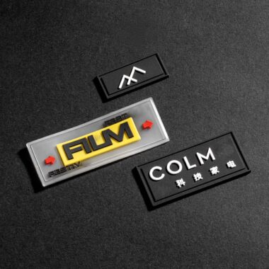 Bulk custom 3D PVC clothing label with embossed logo