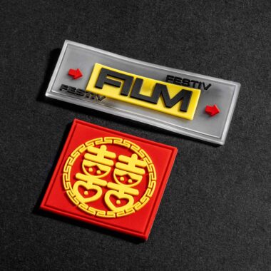 Bulk custom 3D PVC clothing label with embossed logo