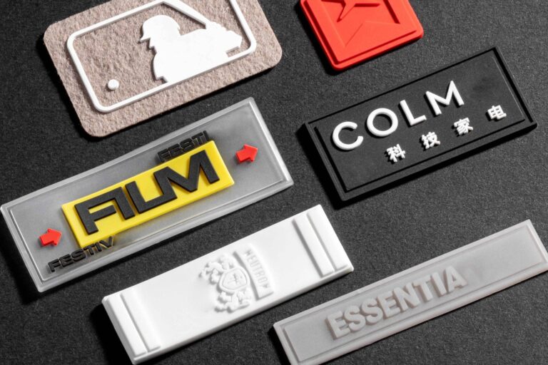 Bulk custom 3D PVC clothing label with embossed logo