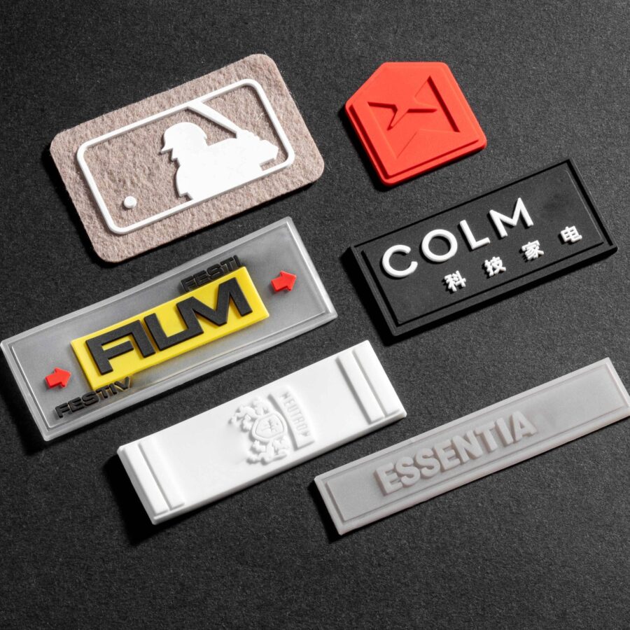 Bulk custom 3D PVC clothing label with embossed logo