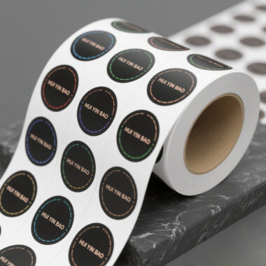 Waterproof custom round self-adhesive labels with logo