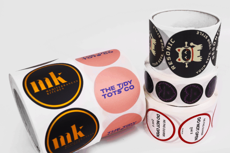 Durable Self-Adhesive Labels with Logo Printing (1) Custom waterproof adhesive labels for stickers