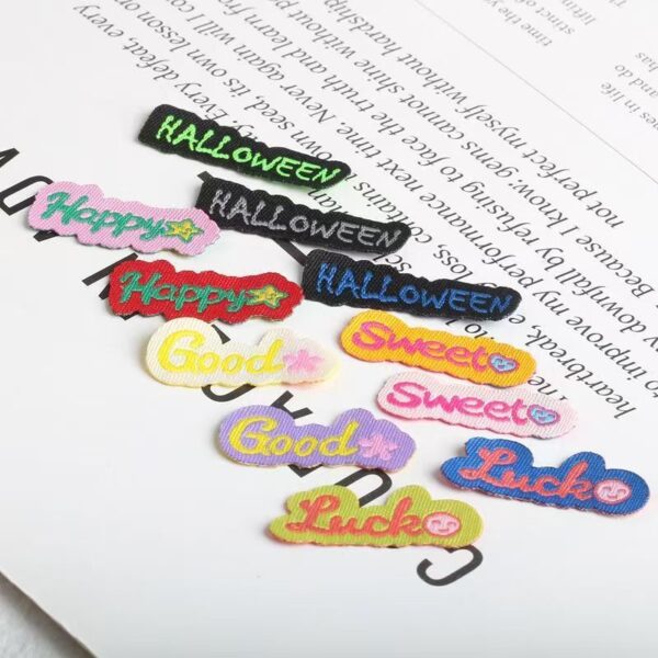 Alphabet decorative clothing label for garments and accessories