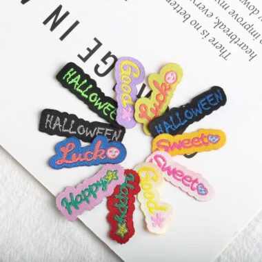 Alphabet decorative clothing label for garments and accessories