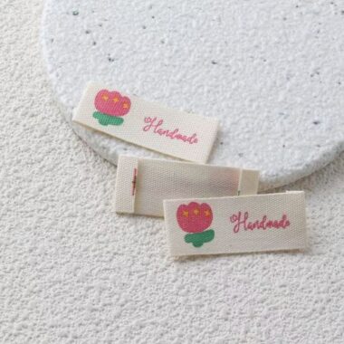Beige fruit woven label for clothing and DIY handmade crafts