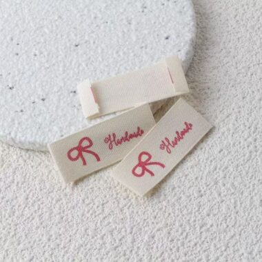 Beige fruit woven label for clothing and DIY handmade crafts