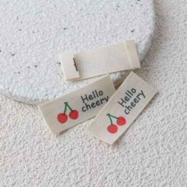 Beige fruit woven label for clothing and DIY handmade crafts
