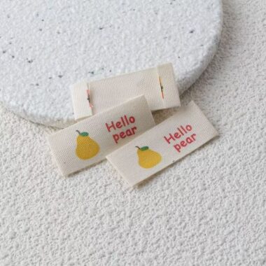Beige fruit woven label for clothing and DIY handmade crafts