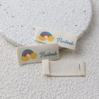 Beige fruit woven label for clothing and DIY handmade crafts