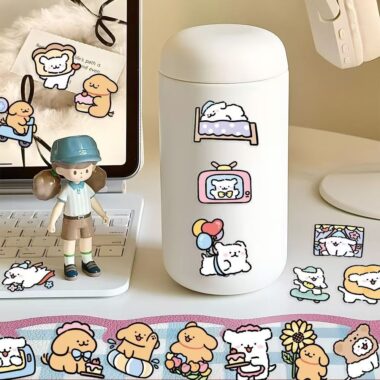 Cute waterproof dog sticker sheet for phone and tablet decoration