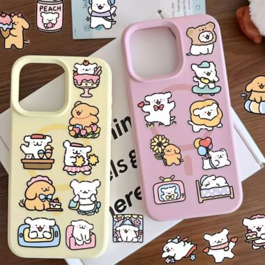 Cute waterproof dog sticker sheet for phone and tablet decoration