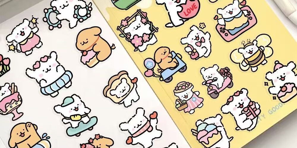 Cute waterproof dog sticker sheet for phone and tablet decoration