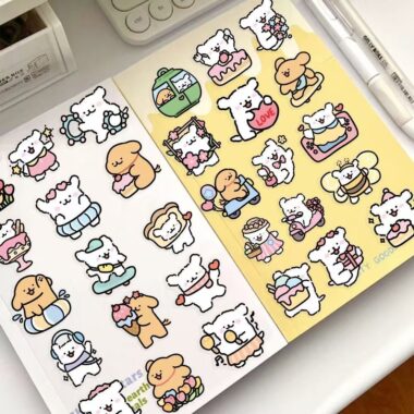 Cute waterproof dog sticker sheet for phone and tablet decoration