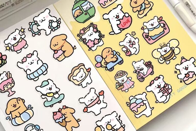 Cartoon Dog Waterproof Sticker Sheet (4) Cute waterproof dog sticker sheet for phone and tablet decoration