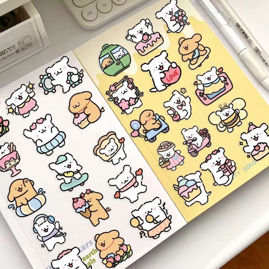 Cute waterproof dog sticker sheet for phone and tablet decoration