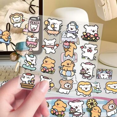 Cute waterproof dog sticker sheet for phone and tablet decoration