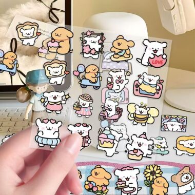 Cute waterproof dog sticker sheet for phone and tablet decoration