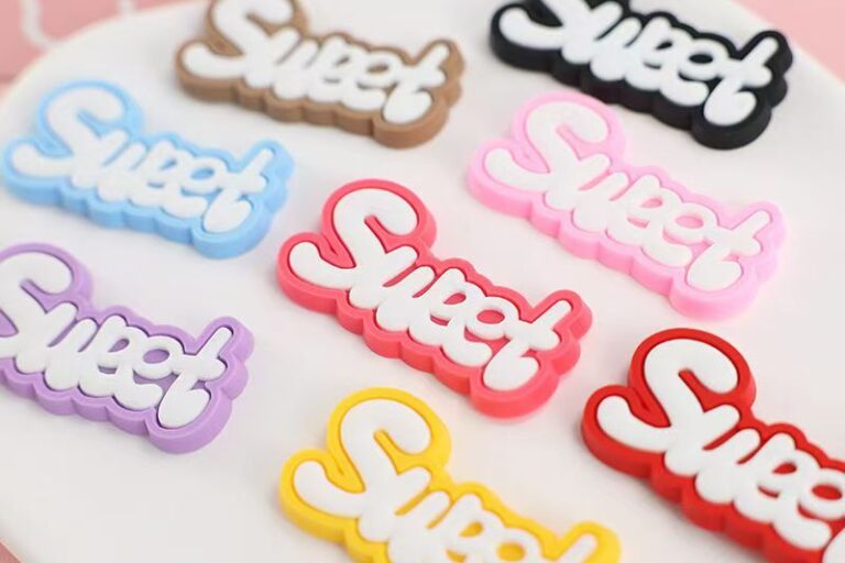 Colorful Alphabet PVC Label (4) Colorful alphabet PVC decorative label for clothing and packaging