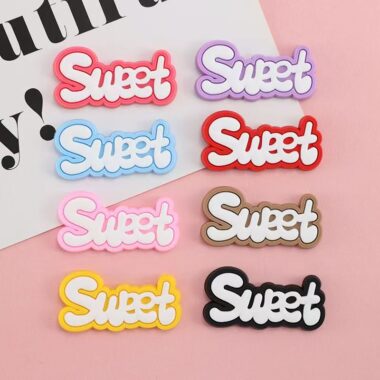 Colorful alphabet PVC decorative label for clothing and packaging