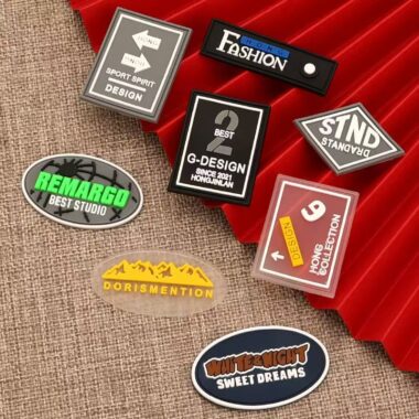 Custom colored transparent PVC clothing patch label for garments
