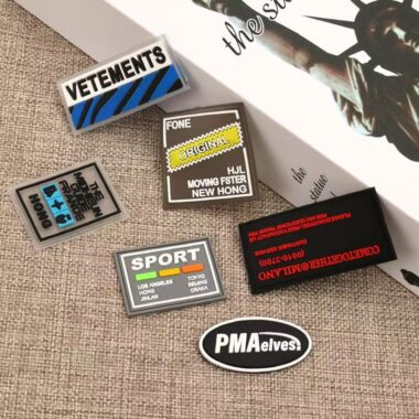 Custom colored transparent PVC clothing patch label for garments