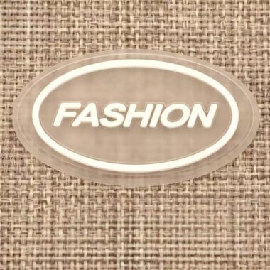 Custom colored transparent PVC clothing patch label for garments