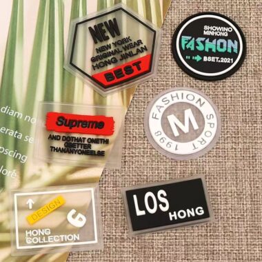 Custom colored transparent PVC clothing patch label for garments
