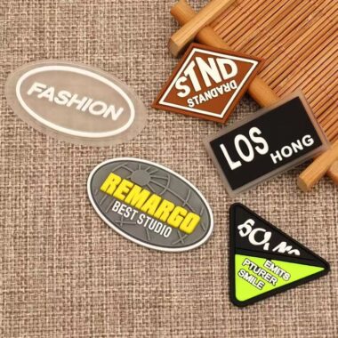 Custom colored transparent PVC clothing patch label for garments