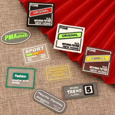 Custom colored transparent PVC clothing patch label for garments