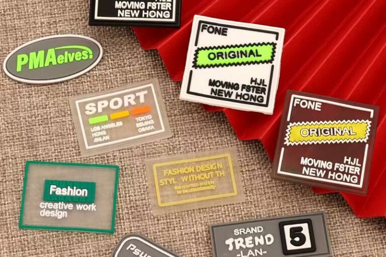 Custom Transparent PVC Clothing Patch Label (8) Custom colored transparent PVC clothing patch label for garments