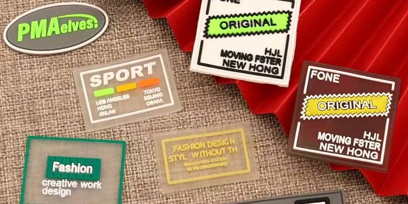 Custom colored transparent PVC clothing patch label for garments