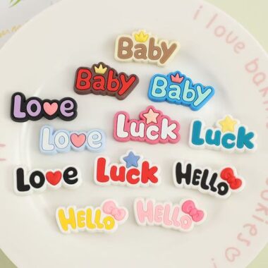 Cute cartoon alphabet decorative PVC label for apparel bags and crafts