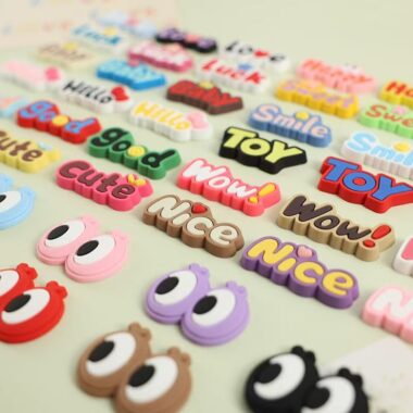 Cute cartoon alphabet decorative PVC label for apparel bags and crafts