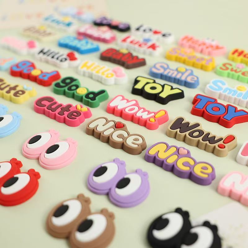 Cute cartoon alphabet decorative PVC label for apparel bags and crafts