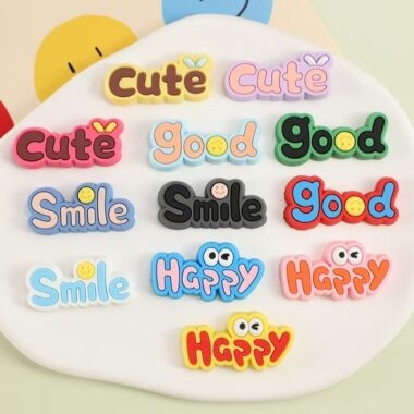 Cute cartoon alphabet decorative PVC label for apparel bags and crafts