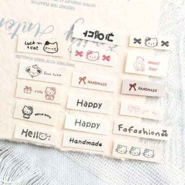 Cute cat dog bunny character DIY clothing label for garments and accessories