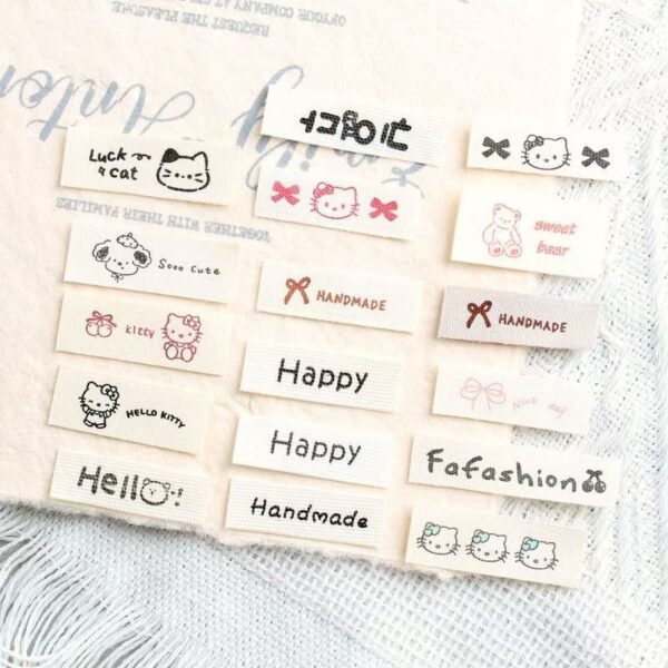 Cute cat dog bunny character DIY clothing label for garments and accessories