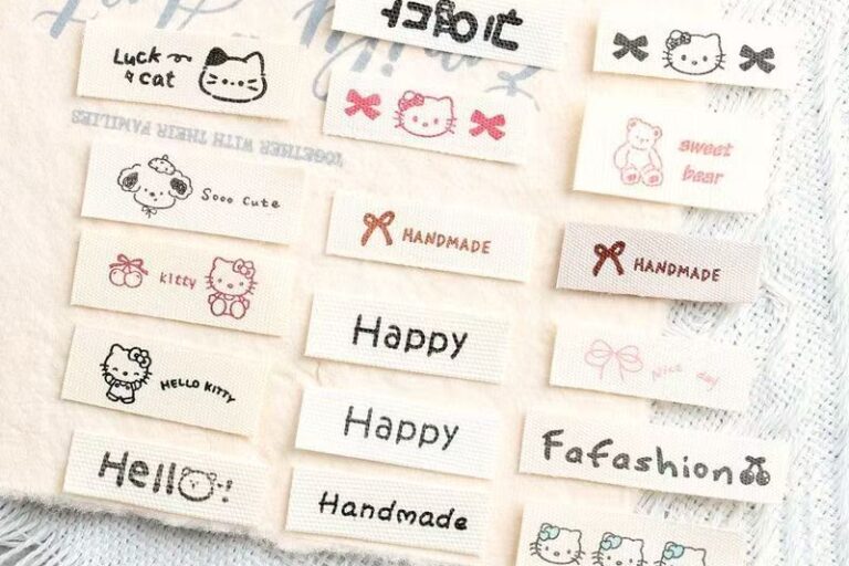 Cute cat dog bunny character DIY clothing label for garments and accessories