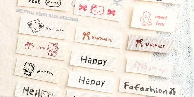 Cute cat dog bunny character DIY clothing label for garments and accessories